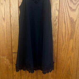 Elegant Black Lace Trim Mini Dress